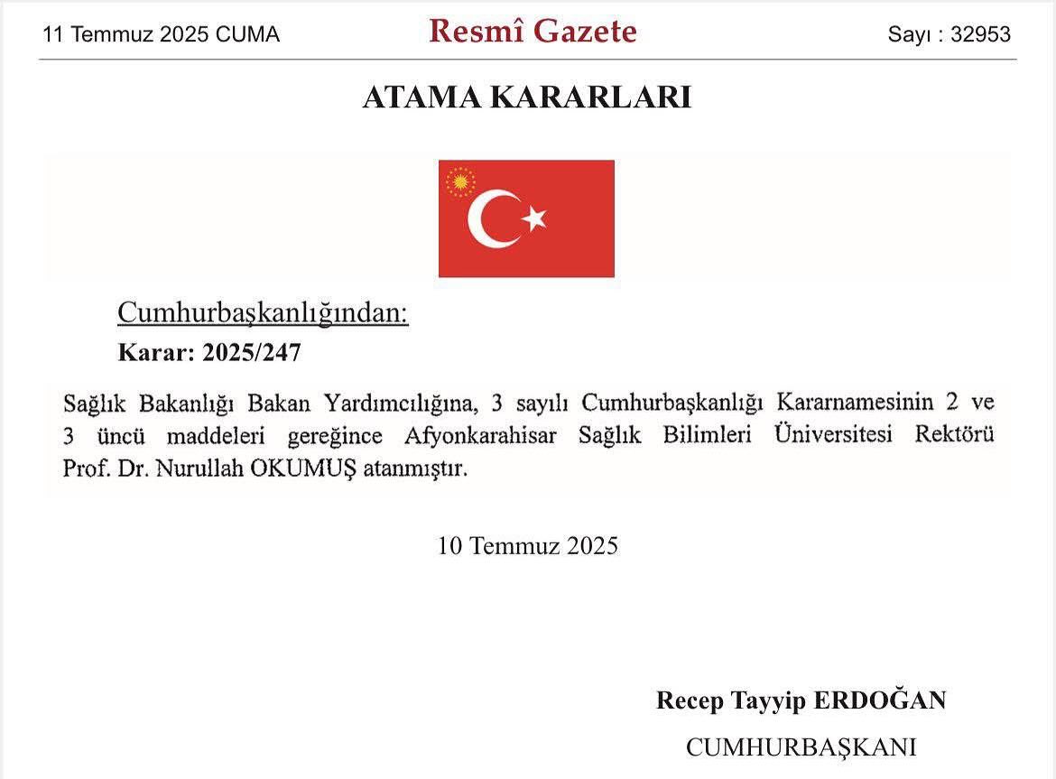 Afyonkarahisar Sağlık Bilimleri Üniversitesi Rektörü Bakan Yardımcısı Oldu