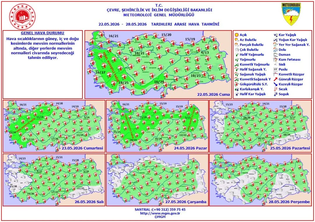 22 - 28 Mayıs 2026 Haftalık Hava Tahmini