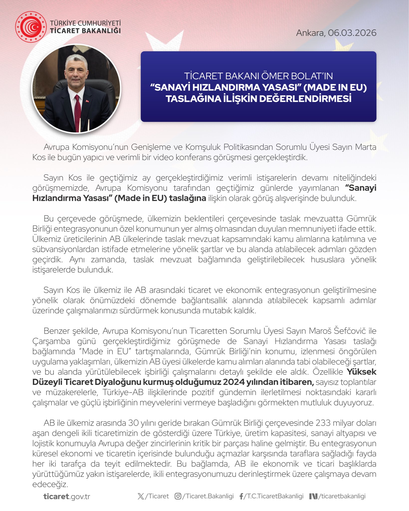 AB ile Ticaret Görüşmeleri