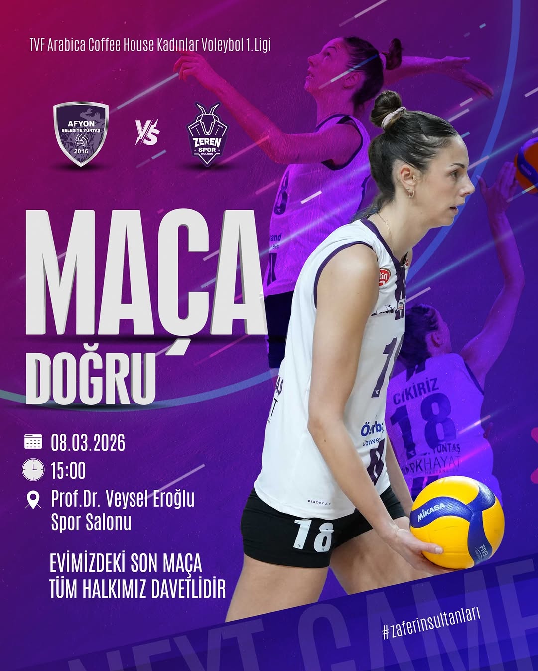 Afyon Belediye Yüntaş Voleybol Sezonun Evimizdeki Son Maçına Hazır