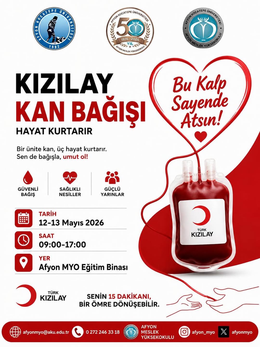 Afyon Kocatepe Üniversitesi'nde Bugün: Kızılay Kan Bağışı Etkinliği