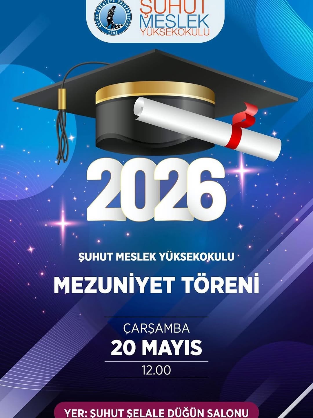 Afyon Kocatepe Üniversitesi'nde Bugün: Şuhut Meslek Yüksekokulu Mezuniyet Töreni