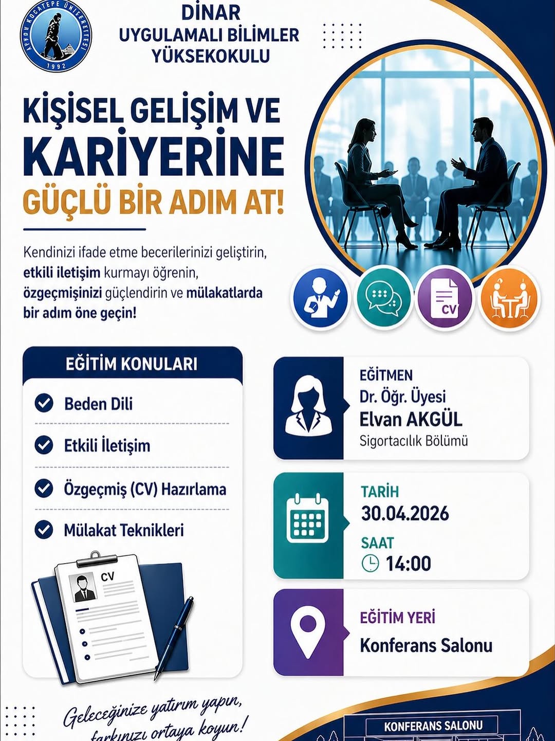 Afyon Kocatepe Üniversitesi'nden Kişisel Gelişim ve Kariyer Konulu Etkinlik