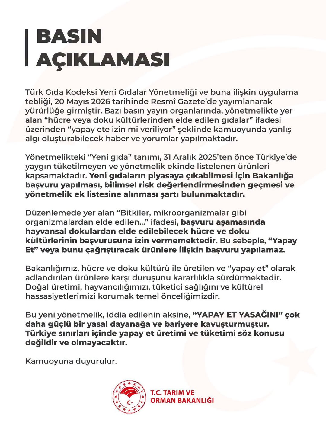 Afyonkarahisar İl Tarım Ve Orman Müdürlüğü'nden 'Yapay Et' İddialarına İlişkin Açıklama