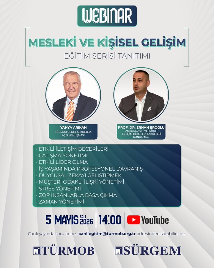 Afyonkarahisar Mali Müşavirler Odası, 'Mesleki ve Kişisel Gelişim Eğitim Serisi Tanıtım' Webinarını Bugün YouTube Kanalında Yayınlıyor