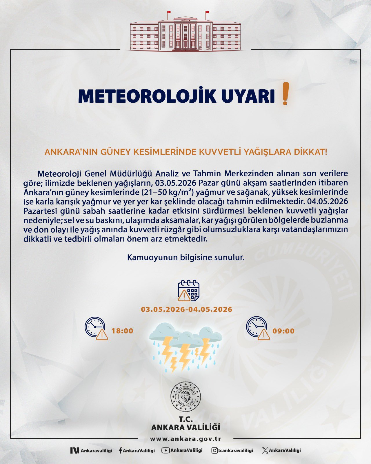 Ankara'nın Güneyinde Şiddetli Fırtına Bekleniyor