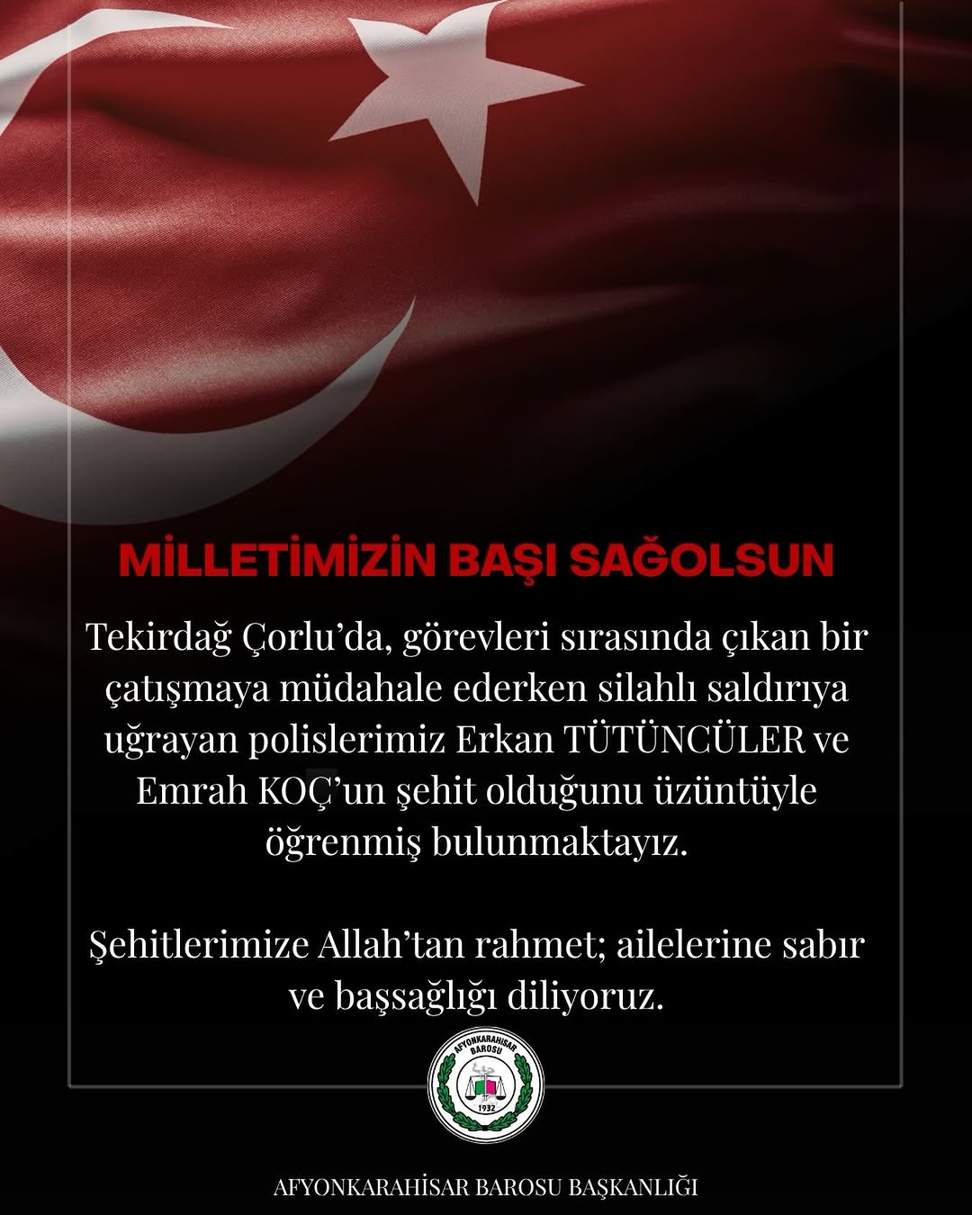 Çorlu'da Polislerimize Silahlı Saldırı: Şehitlerimiz Var!
