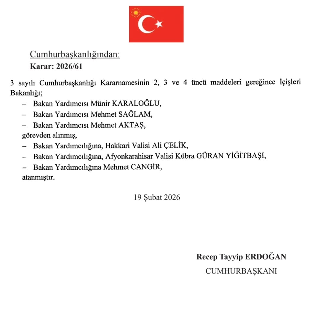 Cumhurbaşkanı Erdoğan'dan İçişleri Bakan Yardımcılığı Ataması
