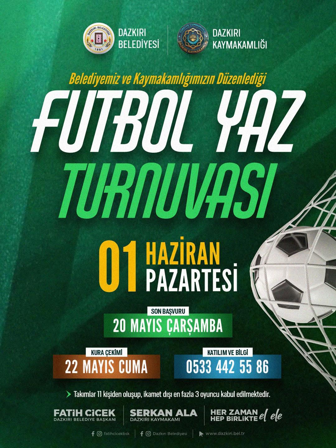 Dazkırı Belediyesi ve Kaymakamlığı Tarafından Düzenlenecek Futbol Turnuvası Başlıyor