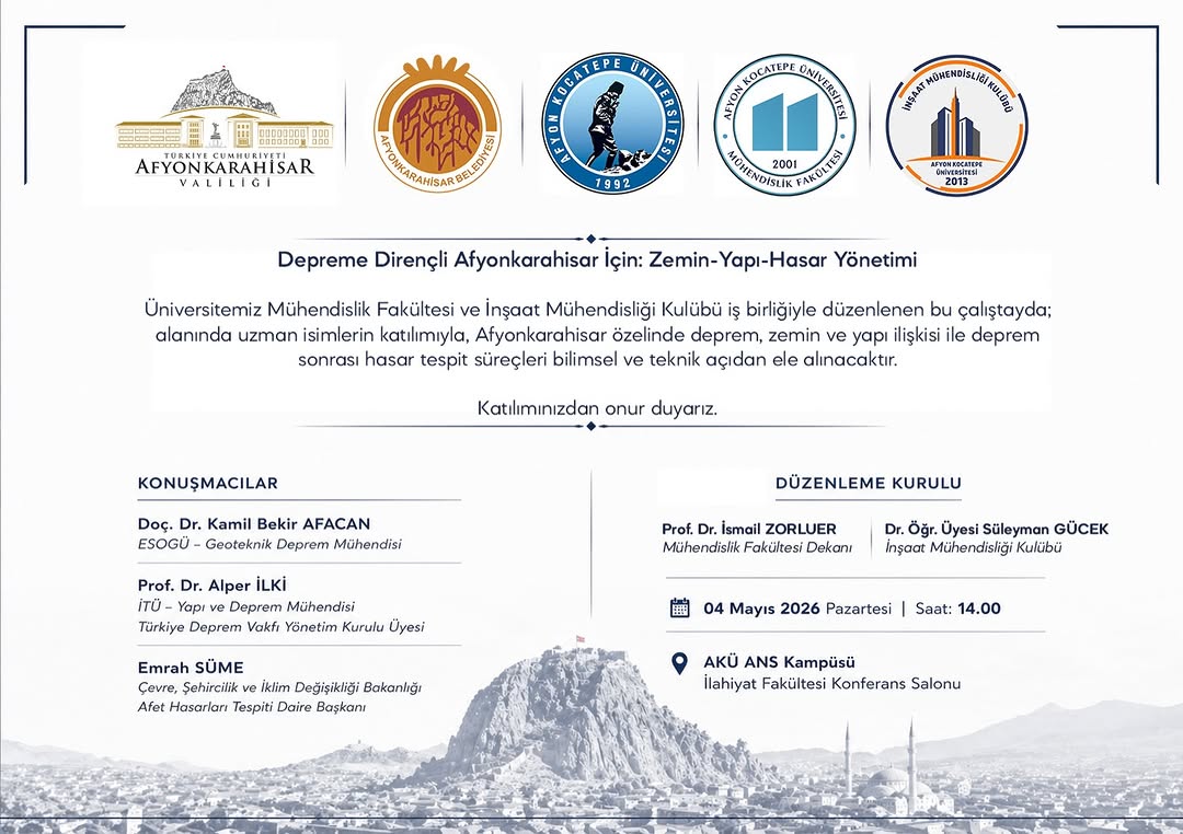 Depreme Dirençli Afyonkarahisar İçin Çalıştay Düzenlenecek