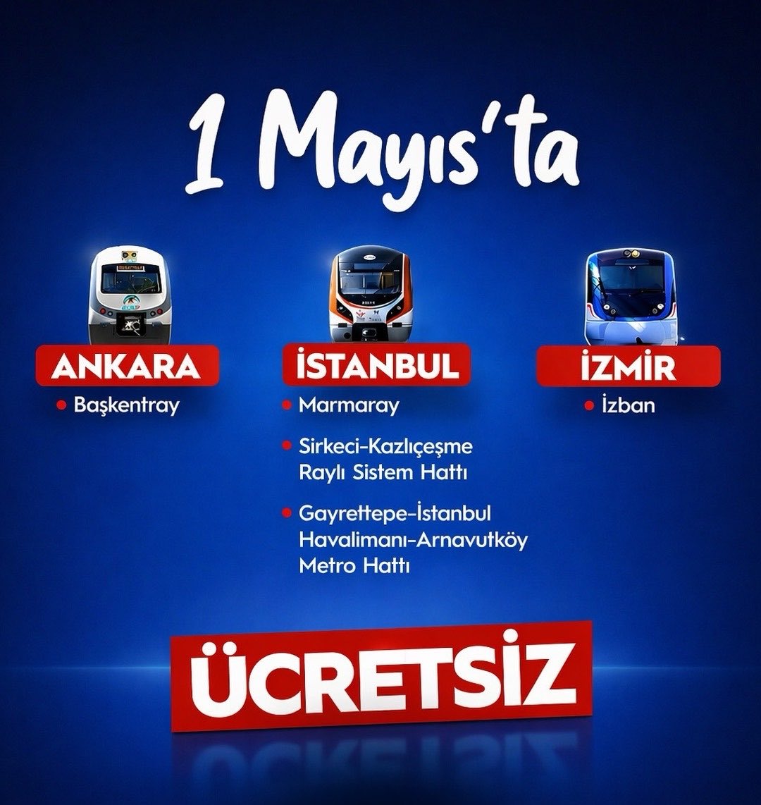 Mayıs 1'de bazı ulaşım hatları ücretsiz olacak