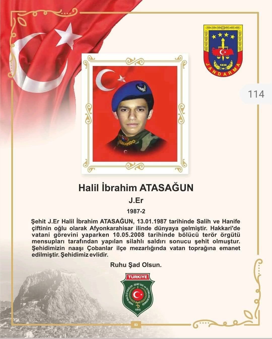 Şehit Halil İbrahim Atasağun'u Rahmetle Anıyoruz