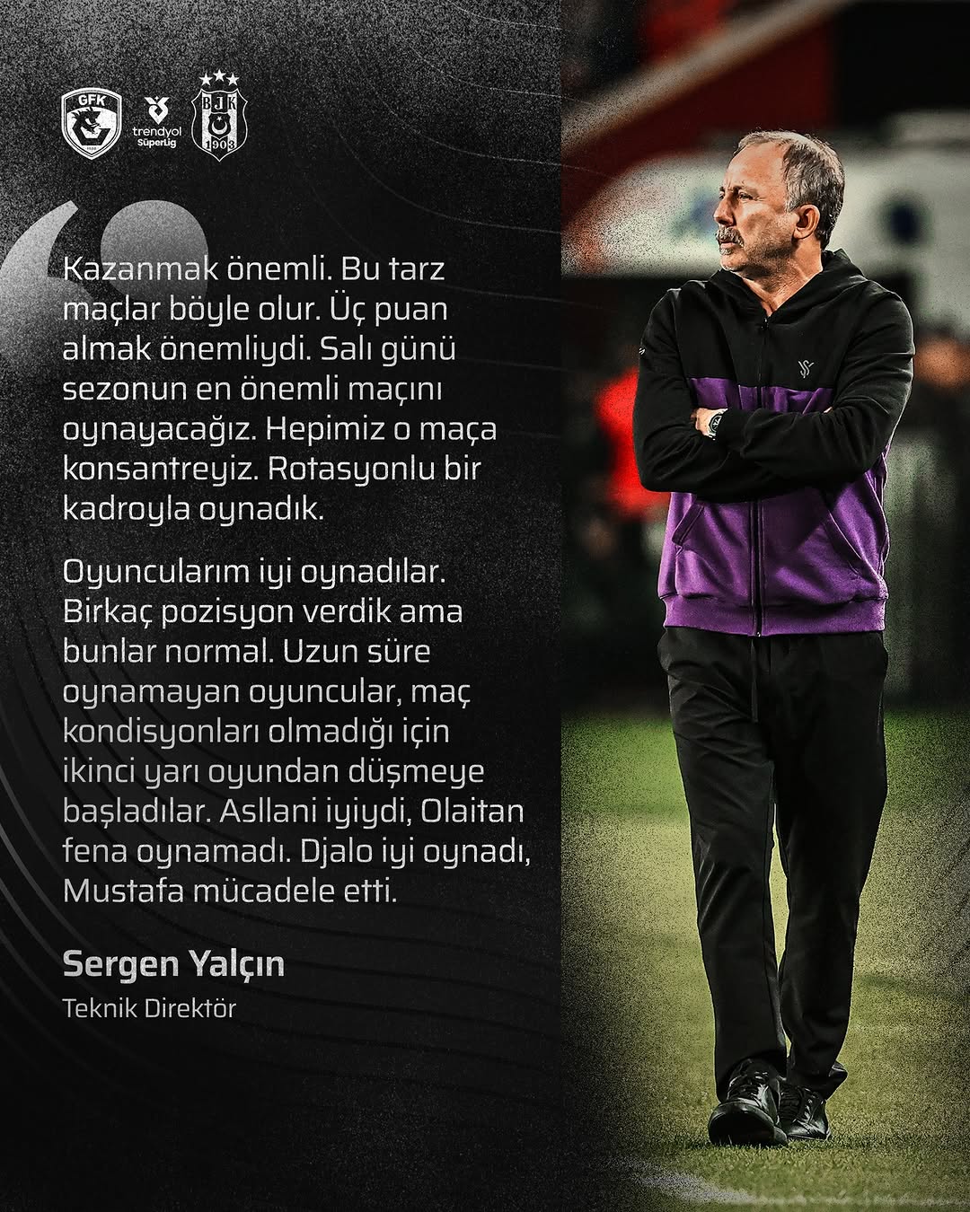 Sergen Yalçın'dan Gaziantep FK Maçı Değerlendirmesi