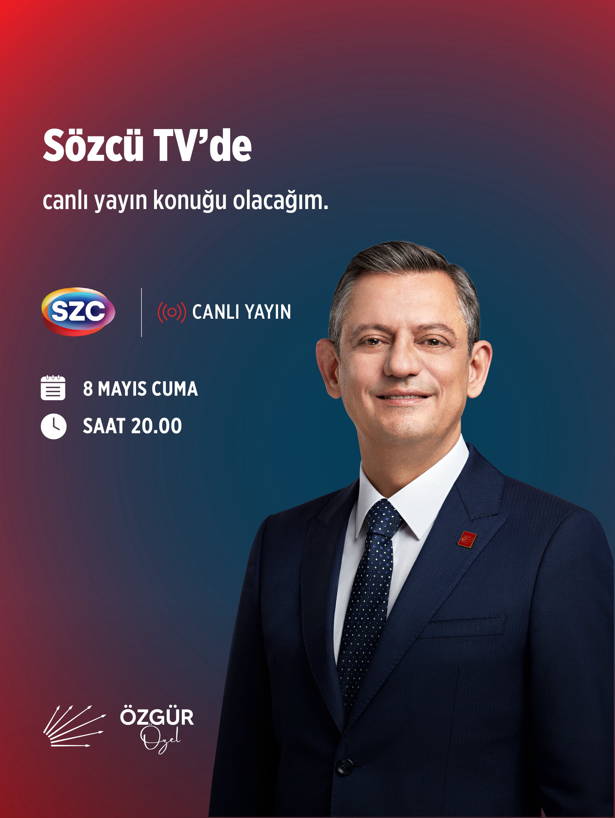 Sözcü TV'de canlı yayın konuğu olacak