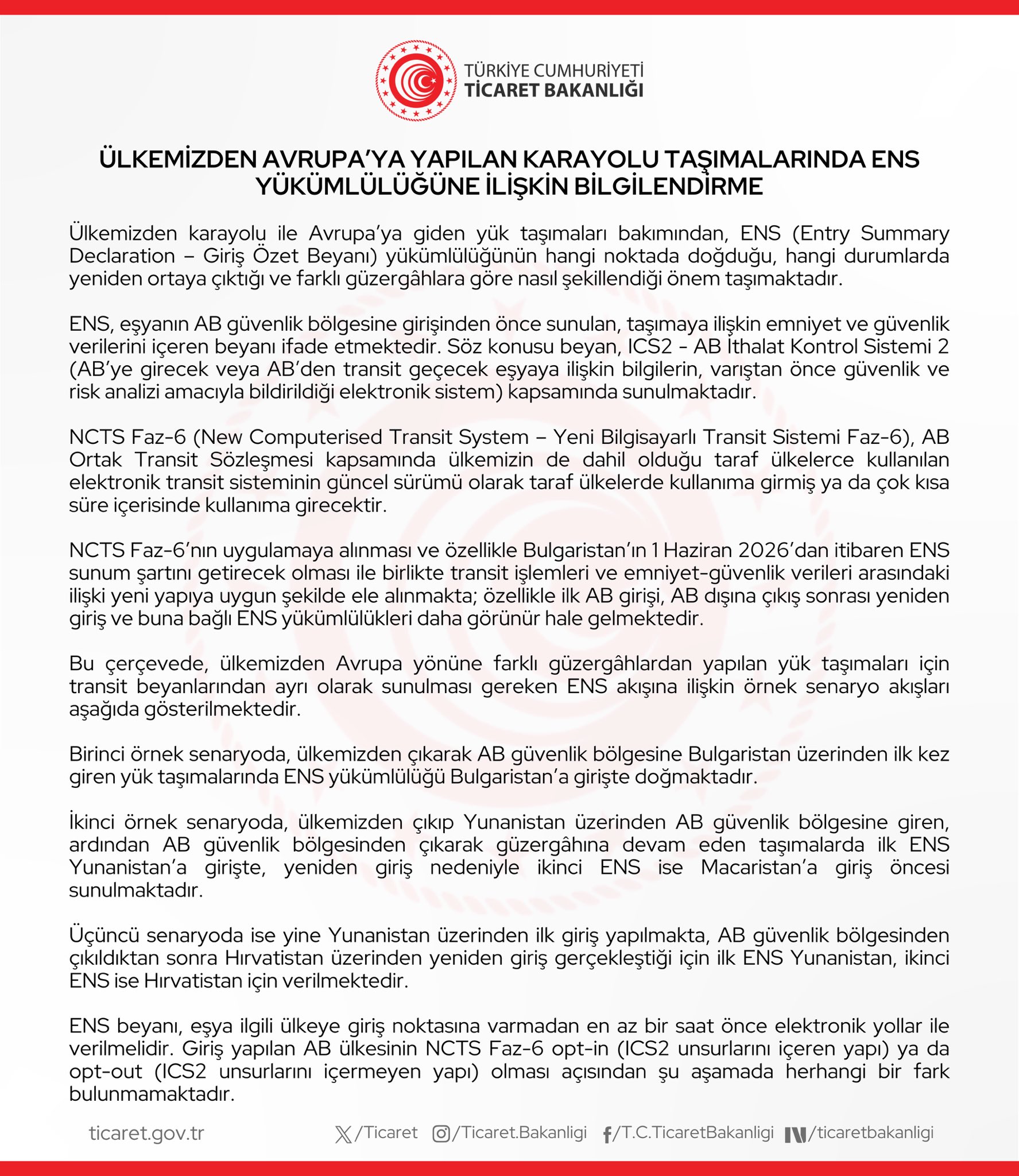 Türkiye'den Avrupa'ya Karayolu Taşımacılığına Dair Bilgilendirme