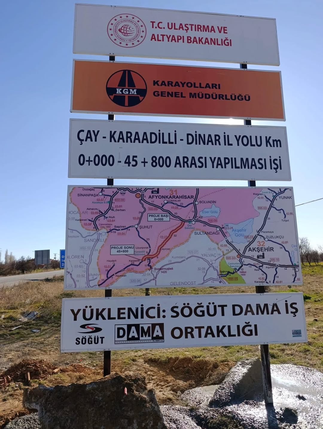 Ulaştırma ve Altyapı Bakanlığı'ndan Yeni Yol Projesi: Çay - Karaadilli - Dinar İl Yolu