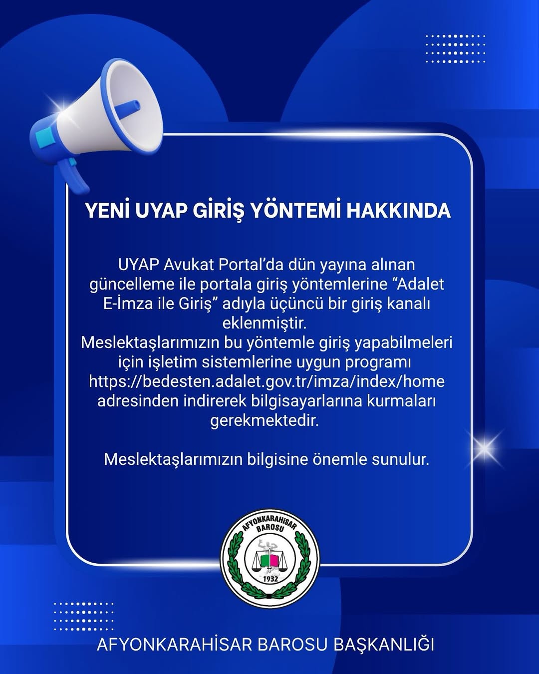 UYAP Avukat Portal’da Yeni Giriş Yöntemi: Adalet E-İmza ile Giriş