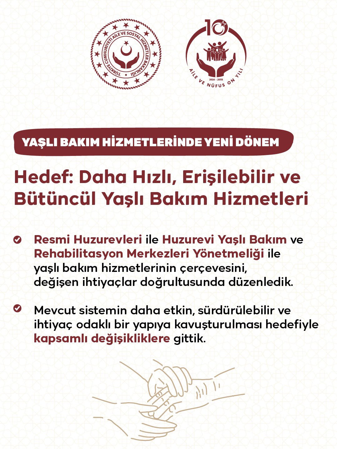 Yaşlı bakımında yeni düzenlemeler devreye girdi