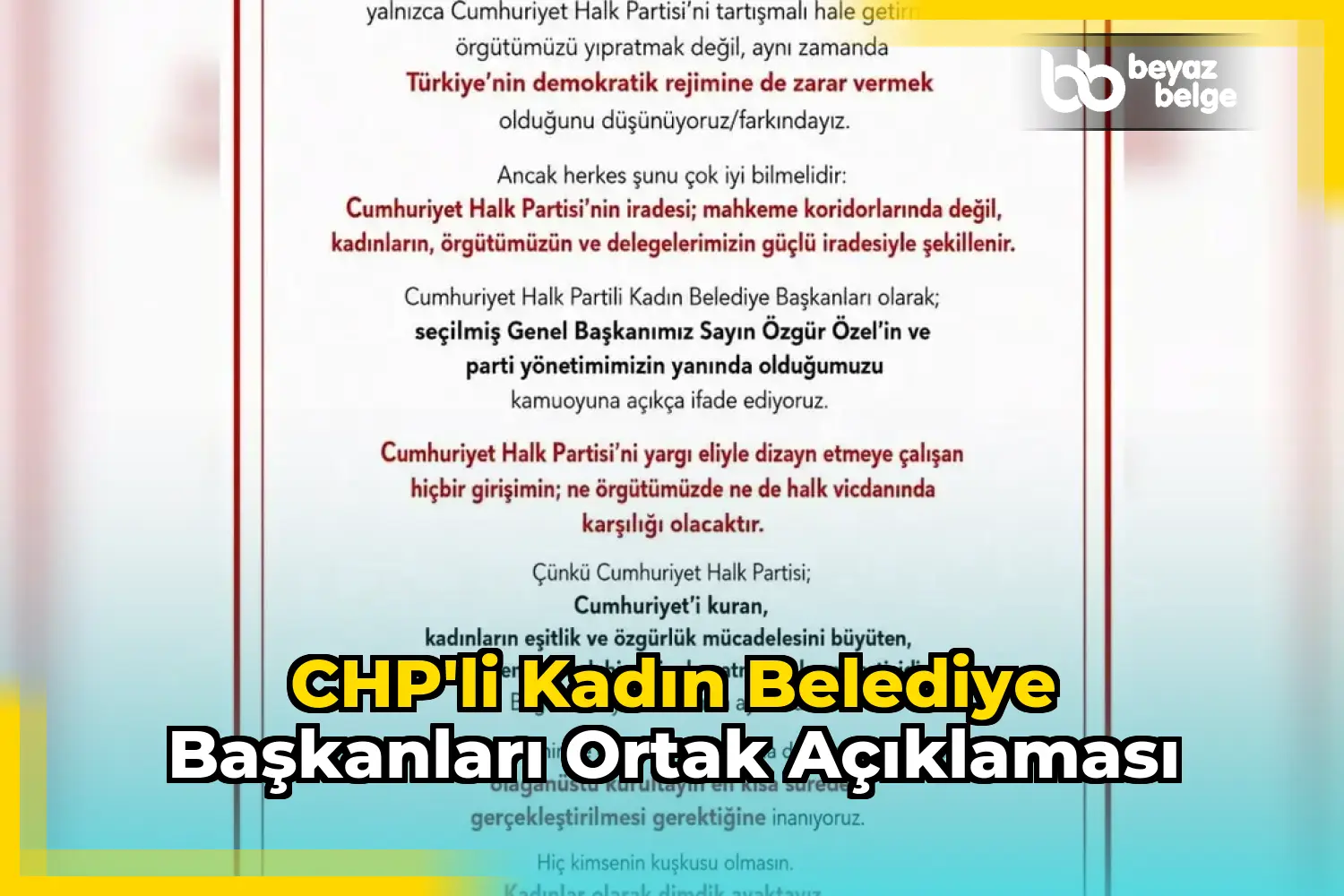 CHP'li Kadın Belediye Başkanları Ortak Açıklaması
