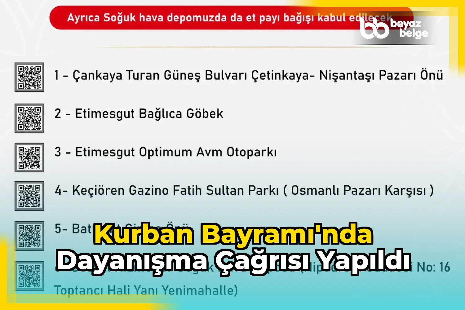Kurban Bayramı'nda dayanışma çağrısı yapıldı