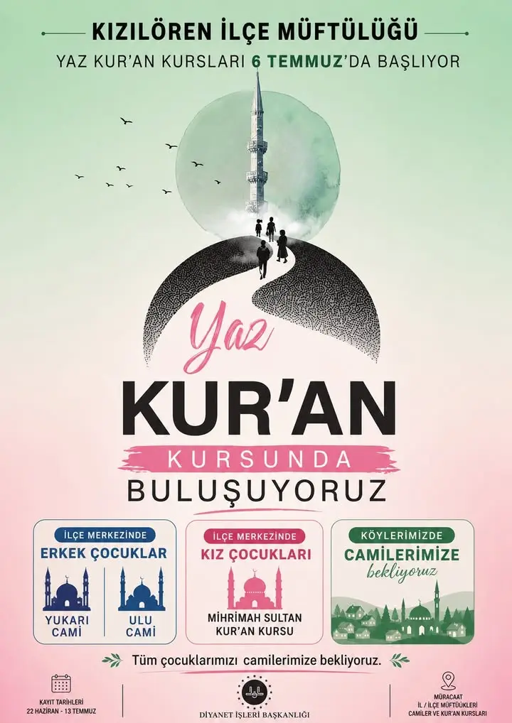 Afyonkarahisar KızılÖren Müftülüğü'nden Kayıt Tarihleri Duyurusu