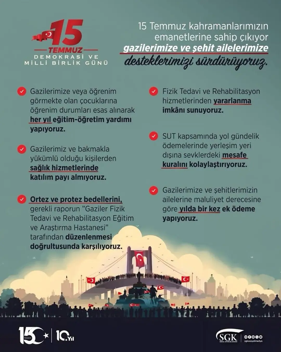 Afyonkarahisar Sgk İl Müdürlüğü'nden 15 Temmuz Şehitlerimize ve Gazilerimize Destek Açıklaması