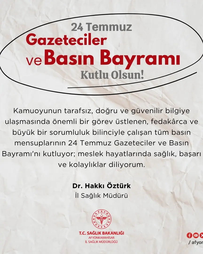 Basın Bayramı Kutlaması Afyonkarahisar İl Sağlık Müdürlüğünden