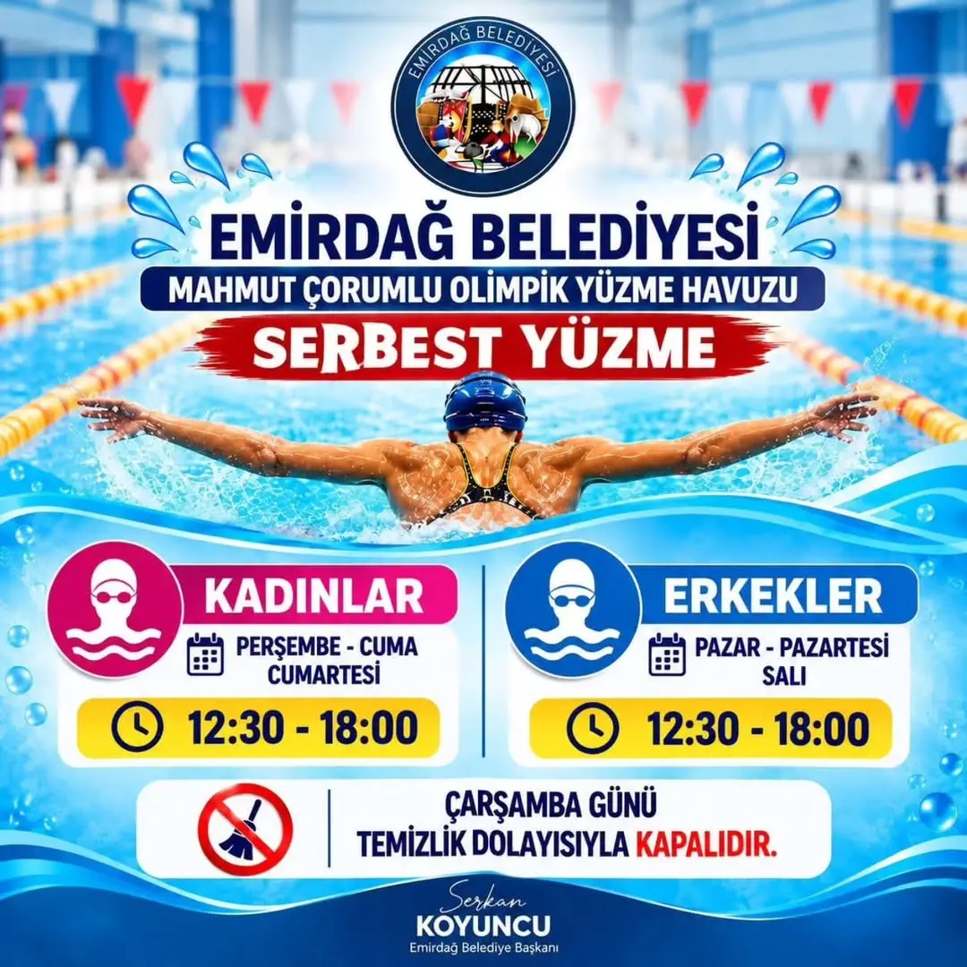 Emirdağ Belediyesi'nden Yüzme Havuzu Kullanım Saatleri Duyurusu