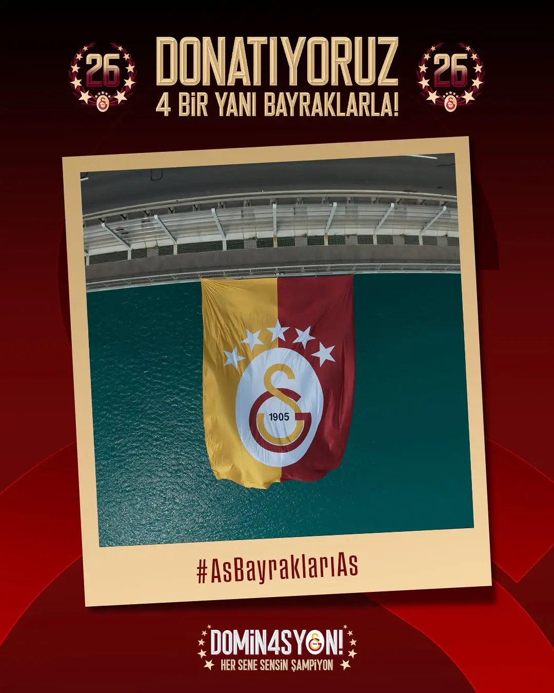 Galatasaray, 26. Şampiyonluğunu Bayraklarla Kutluyor!