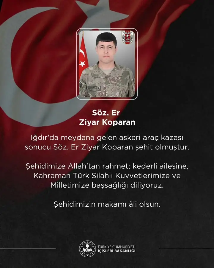 Türkiye Cumhuriyeti İçişleri Bakanlığı'ndan Başsağlığı Mesajı